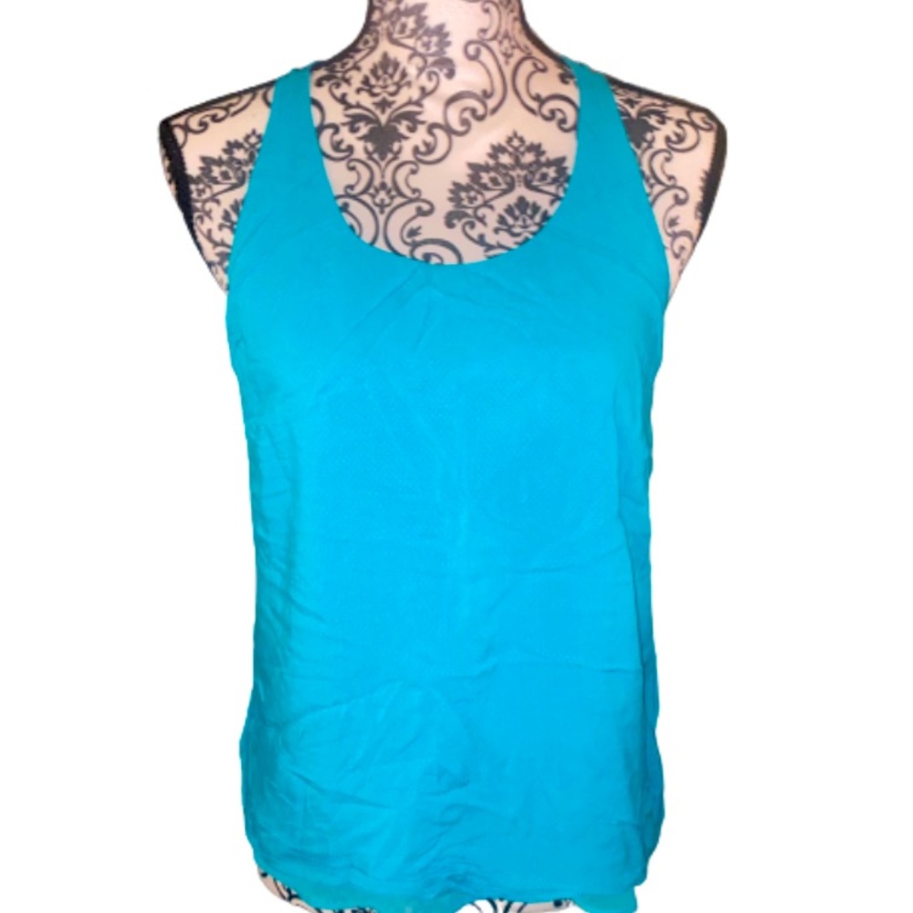 Metaphor Women’s Medium Teal Blue Crinkle Cut Out Back Design Sleeveless Blouse